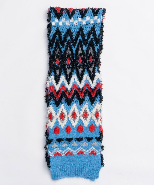 MAISON SPECIAL（メゾンスペシャル）の「Mokemoke Argyle Muffler / モケモケアーガイルマフラー（マフラー・レディース・グリーン/ブルー/グレー・FREE）」の3枚目の写真