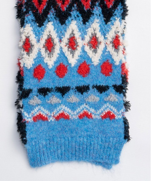 MAISON SPECIAL（メゾンスペシャル）の「Mokemoke Argyle Muffler / モケモケアーガイルマフラー（マフラー・レディース・グリーン/ブルー/グレー・FREE）」の6枚目の写真