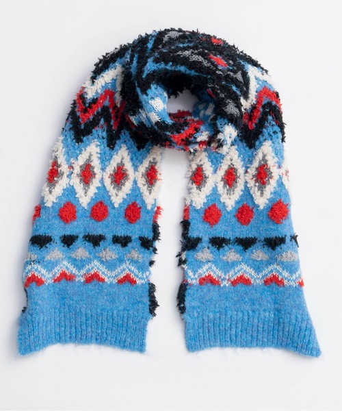 MAISON SPECIAL（メゾンスペシャル）の「Mokemoke Argyle Muffler / モケモケアーガイルマフラー（マフラー・レディース・グリーン/ブルー/グレー・FREE）」の7枚目の写真