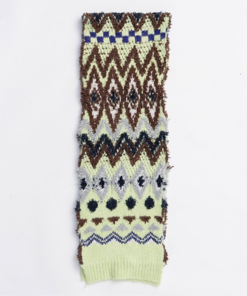 MAISON SPECIAL（メゾンスペシャル）の「Mokemoke Argyle Muffler / モケモケアーガイルマフラー（マフラー・レディース・グリーン/ブルー/グレー・FREE）」の8枚目の写真