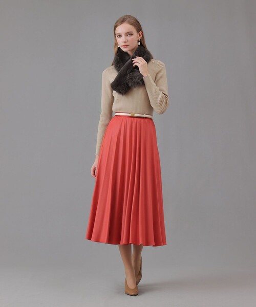 レザーライクサテンプリーツスカート（スカート）｜ANAYI（アナイ）の