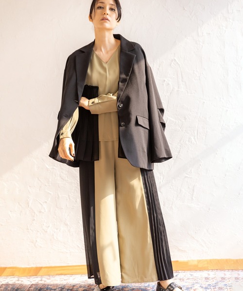 OSMOSIS（オズモーシス）の「レイヤードプリーツブラウス（シャツ/ブラウス・レディース・ライトカーキ/ブルー/ブラック・ONE SIZE）」の11枚目の写真