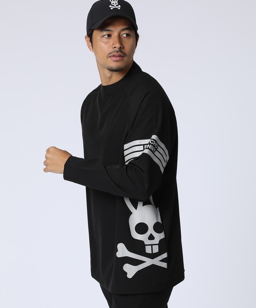 セール】[WEB限定]マークラインサイドロゴ ジップモックネックTシャツ