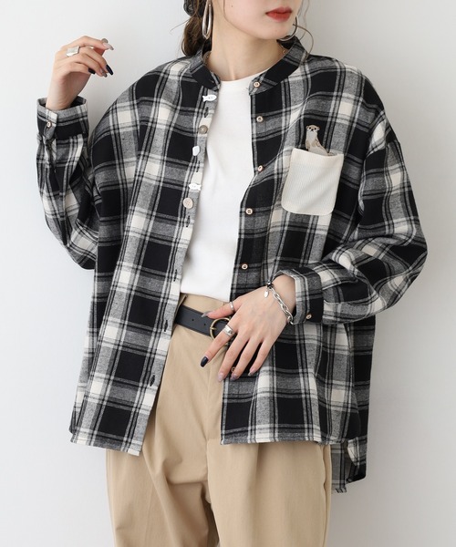 セール】カワウソ多釦シャツ 無地 タータンチェック（シャツ/ブラウス