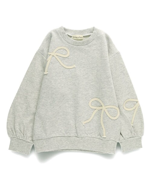 BRANSHES（ブランシェス）の「リボンコード刺繍トレーナー（スウェット・キッズ・杢グレー/アイボリー・100/110/90/140/120/130/150）」の9枚目の写真