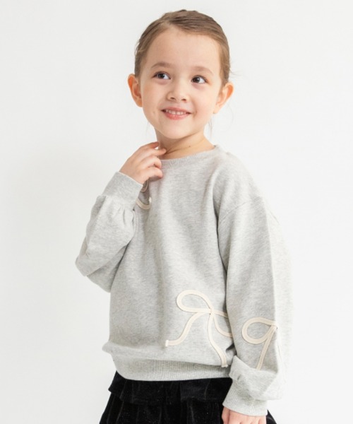 BRANSHES（ブランシェス）の「リボンコード刺繍トレーナー（スウェット・キッズ・杢グレー/アイボリー・100/110/90/140/120/130/150）」の16枚目の写真