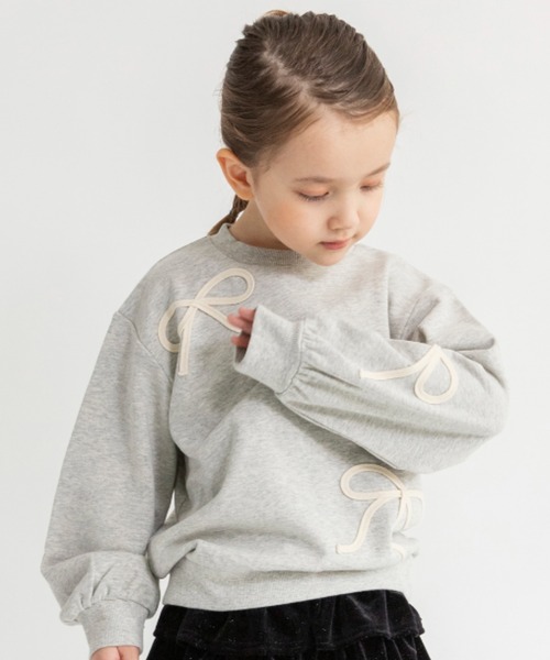 BRANSHES（ブランシェス）の「リボンコード刺繍トレーナー（スウェット・キッズ・杢グレー/アイボリー・100/110/90/140/120/130/150）」の17枚目の写真