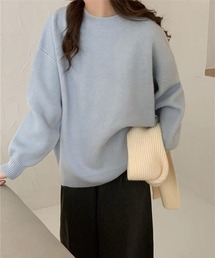 【WEB限定】長袖ニットトップス[オフィスカジュアル 着回し抜群 大人]
