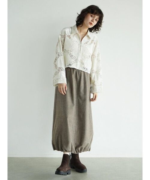 FIKA.(フィーカ)の「Velour lace jacquard blouse(シャツ/ブラウス・レディース・オフホワイト/ブラウン・MEDIUM)」の14枚目の写真