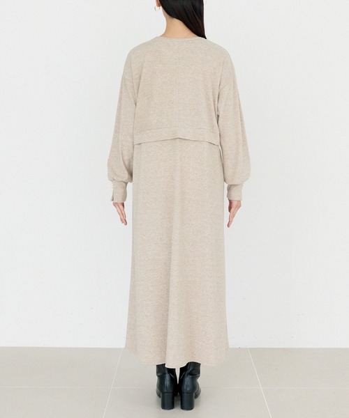 LAVEANGE(ラビアンジェ)の「袖パールニットライクワンピース(ワンピース・レディース・ベージュ/ブラック・M/LL/3L/4L/5L)」の21枚目の写真
