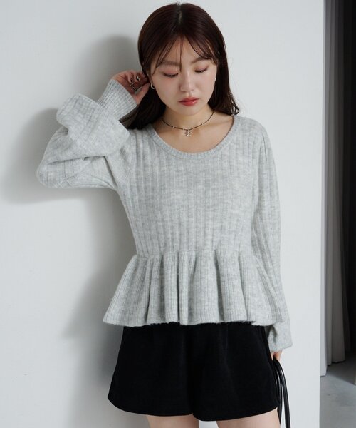 Kastane(カスタネ)の「*【SETUP対応】バルーンリブニット(ニット/セーター・レディース・アイボリー/グレー/チャコールグレー・FREE)」の9枚目の写真