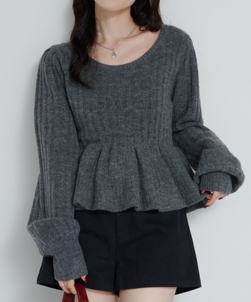 Kastane(カスタネ)の「*【SETUP対応】バルーンリブニット(ニット/セーター・レディース・アイボリー/グレー/チャコールグレー・FREE)」の3枚目の写真