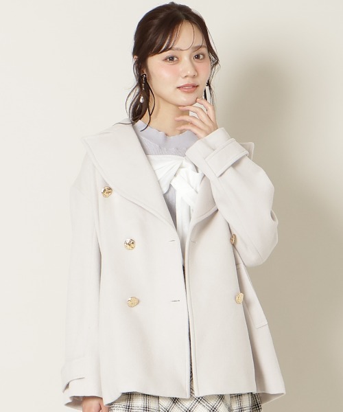 WILLSELECTION(ウィルセレクション)の「ゴールドボタンミドル丈Pコート(その他アウター・レディース・モカ/ピンク/ベージュ・FREE)」の3枚目の写真