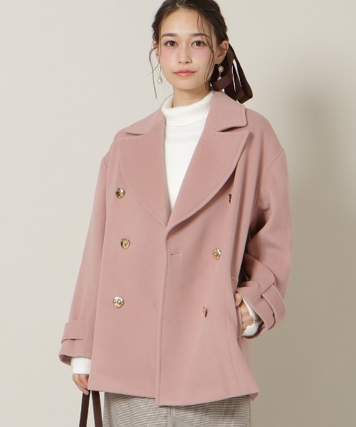 WILLSELECTION(ウィルセレクション)の「ゴールドボタンミドル丈Pコート(その他アウター・レディース・モカ/ピンク/ベージュ・FREE)」の1枚目の写真