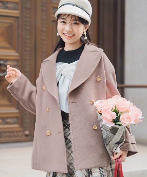 WILLSELECTION(ウィルセレクション)の「ゴールドボタンミドル丈Pコート(その他アウター・レディース・モカ/ピンク/ベージュ・FREE)」の2枚目の写真