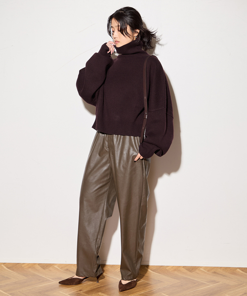 journal standard L'essage(ジャーナルスタンダードレサージュ)の「【R2W/アールツーダブリュー】FARBER SEMI CROP TURTLE KN:ニット(ニット/セーター・レディース・チャコールグレー/パープル・1)」の10枚目の写真