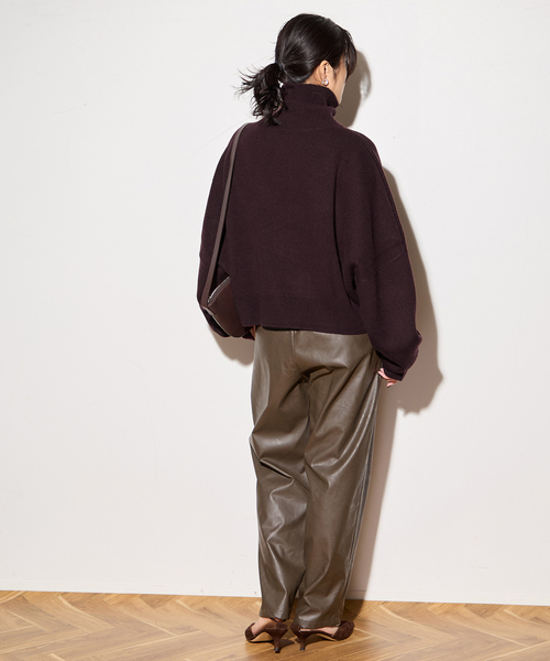 journal standard L'essage(ジャーナルスタンダードレサージュ)の「【R2W/アールツーダブリュー】FARBER SEMI CROP TURTLE KN:ニット(ニット/セーター・レディース・チャコールグレー/パープル・1)」の12枚目の写真