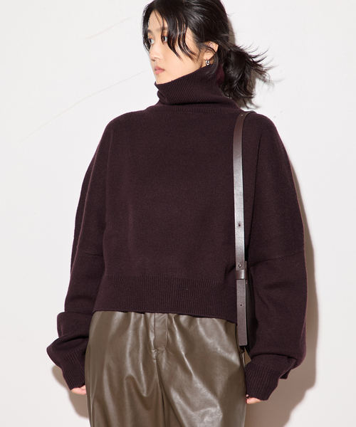 journal standard L'essage(ジャーナルスタンダードレサージュ)の「【R2W/アールツーダブリュー】FARBER SEMI CROP TURTLE KN:ニット(ニット/セーター・レディース・チャコールグレー/パープル・1)」の13枚目の写真