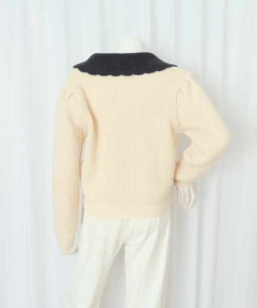 セール】ニットカーディガン レディース 大きめ襟（ニット/セーター