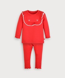 moimoln（モイモルン）の「【ルームウェア】レッドフリル長袖トップス＆パンツ（ルームウェア/パジャマ・キッズ）」