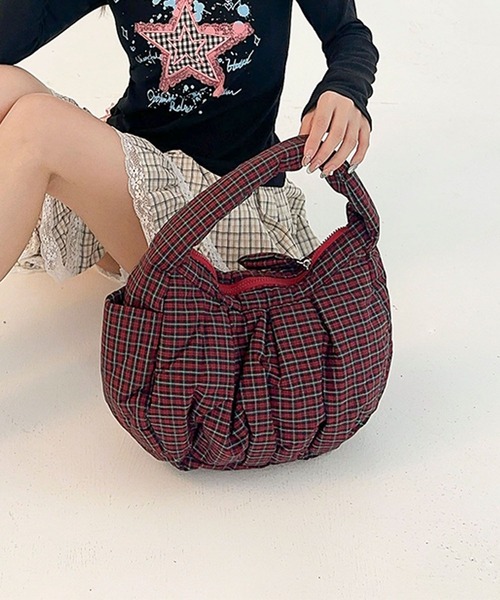 HOOK(フック)の「HOOK for girls チェック柄 キルティング ミニショルダー バッグ(ハンドバッグ・レディース・カーキ/レッド/その他1・FREE)」の13枚目の写真