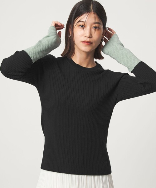 WEB限定】＜at ease＞バイカラー クルーネック プルオーバー ニット