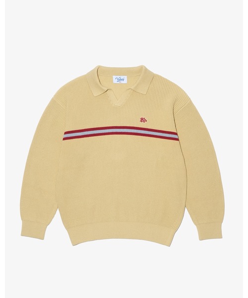 KEBOZ（ケボズ）の「COTTON KNIT SKIPPER SHIRT（ニット/セーター・メンズ・ブラウン/ネイビー/ライトイエロー・M/L/XL）」の3枚目の写真