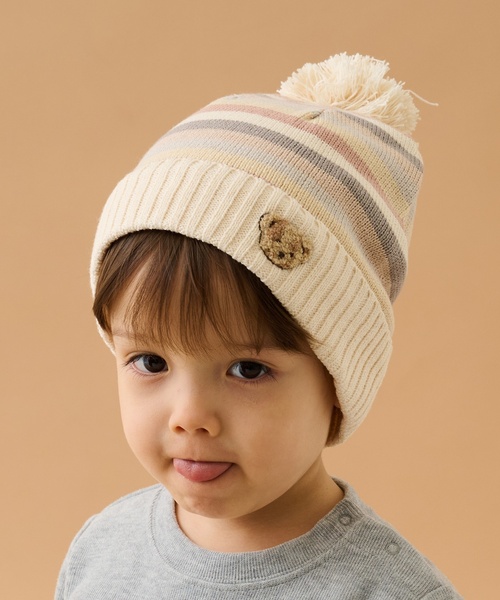 sense of wonder（センスオブワンダー）の「マルチボーダーニット帽（ニットキャップ/ビーニー・キッズ・ブルーグリーン/レッド/ホワイト系・S(48-52cm)/52-56cm）」の2枚目の写真