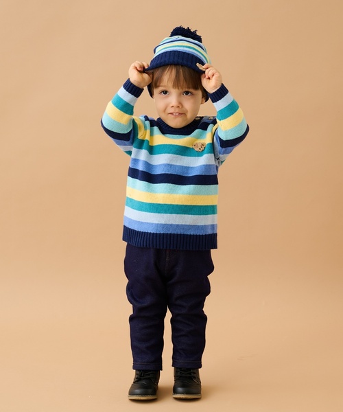 sense of wonder（センスオブワンダー）の「マルチボーダーニット帽（ニットキャップ/ビーニー・キッズ・ブルーグリーン/レッド/ホワイト系・S(48-52cm)/52-56cm）」の10枚目の写真