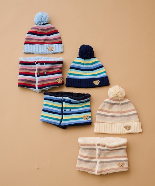 sense of wonder（センスオブワンダー）の「マルチボーダーニット帽（ニットキャップ/ビーニー・キッズ・ブルーグリーン/レッド/ホワイト系・S(48-52cm)/52-56cm）」の8枚目の写真