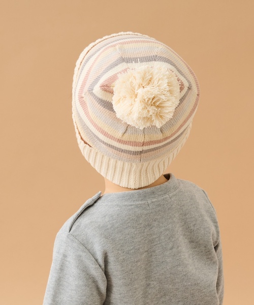 sense of wonder（センスオブワンダー）の「マルチボーダーニット帽（ニットキャップ/ビーニー・キッズ・ブルーグリーン/レッド/ホワイト系・S(48-52cm)/52-56cm）」の4枚目の写真