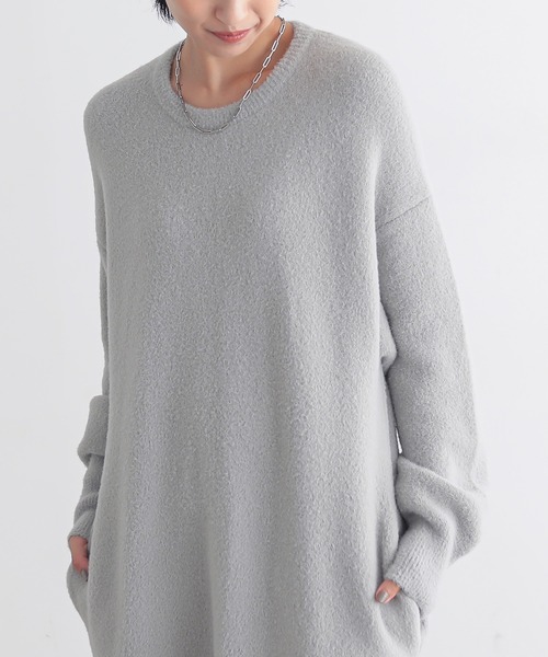 for/c(フォーシー)の「フェザーニットワンピース【サスティナブル】(ワンピース・レディース・ライトグレー/ブラック・L/M)」の9枚目の写真
