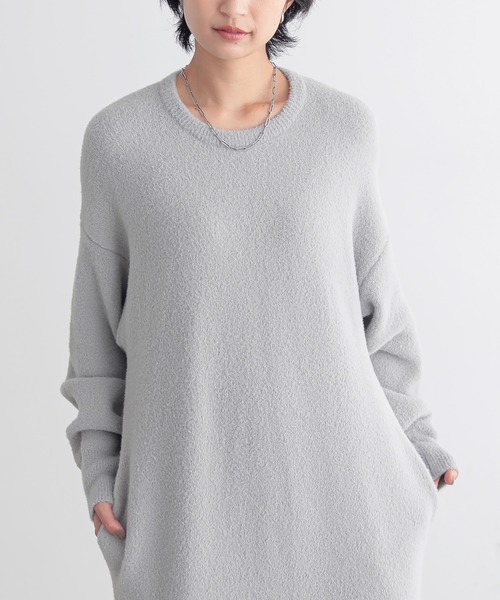 for/c(フォーシー)の「フェザーニットワンピース【サスティナブル】(ワンピース・レディース・ライトグレー/ブラック・L/M)」の10枚目の写真