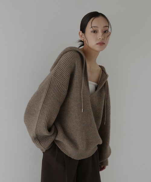 フード付きニット フード付きニットプルオーバー（パーカー）｜hellam（へラム）の