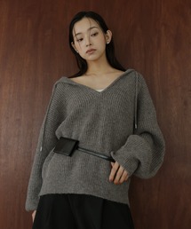 hellam（へラム）の「フード付きニットプルオーバー（パーカー）」