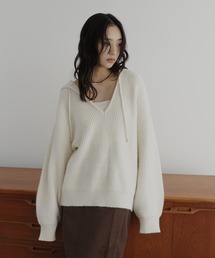 hellam（へラム）の「フード付きニットプルオーバー（パーカー）」