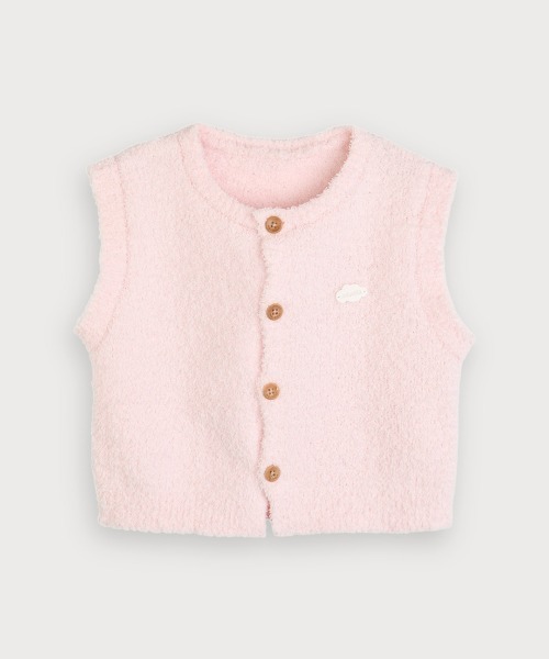 moimoln(モイモルン)の「モコモコニット無地ルームベスト(ベスト・キッズ・ピンク/クリーム・80cm/90cm/100cm)」の1枚目の写真