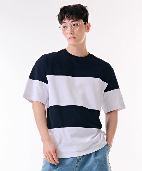 CHASECULT(チェイスカルト)の「男性カラー ブロック 半袖Tシャツ-DBRK5817D04(Tシャツ/カットソー・メンズ・ネイビー・95/100/105)」の4枚目の写真