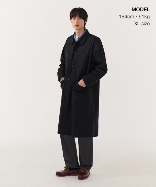 MUSINSA STANDARD（ムシンサスタンダード）の「バックサテンシャップコート[ブラック]（トレンチコート・メンズ・その他・MEDIUM/LARGE/X-LARGE）」の2枚目の写真