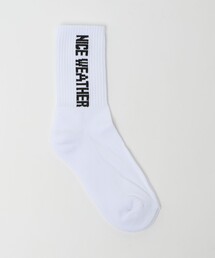 NICE WEATHER（ナイスウェザー）の「＜NICE WEATHER＞ロゴソックス/big logo/white 2（ソックス/靴下）」