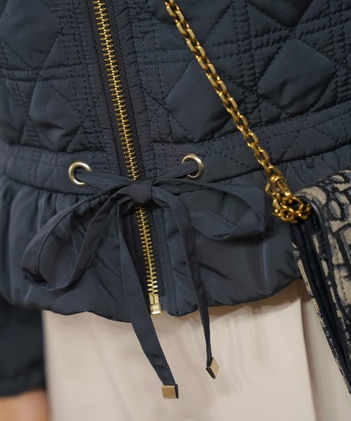 セール】2WAY ショート丈 キルティング ノーカラー中綿 ジャケット le