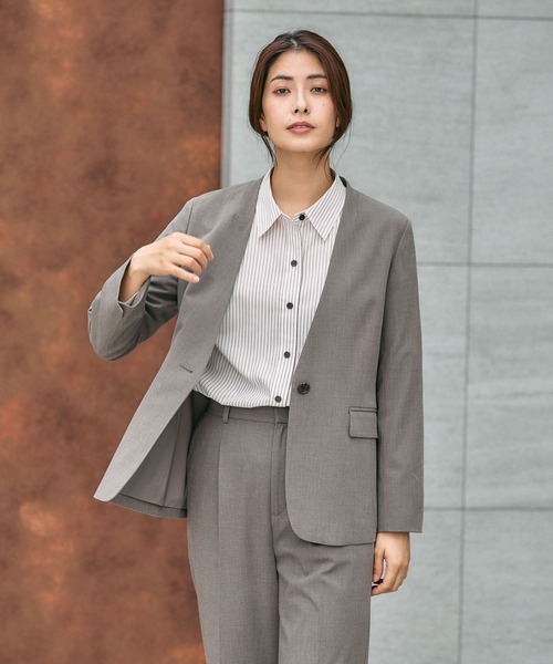 GLOBAL WORK(グローバルワーク)の「ウツクシルエットノーカラージャケット/581021(ノーカラージャケット・レディース・チャコールグレー/ブラック/ネイビー/ライトベージュ/モカ・SMALL/MEDIUM/LARGE/X-LARGE)」の21枚目の写真