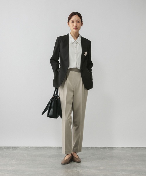 GLOBAL WORK(グローバルワーク)の「ウツクシルエットノーカラージャケット/581021(ノーカラージャケット・レディース・チャコールグレー/ブラック/ネイビー/ライトベージュ/モカ・SMALL/MEDIUM/LARGE/X-LARGE)」の20枚目の写真