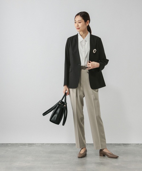 GLOBAL WORK(グローバルワーク)の「ウツクシルエットノーカラージャケット/581021(ノーカラージャケット・レディース・チャコールグレー/ブラック/ネイビー/ライトベージュ/モカ・SMALL/MEDIUM/LARGE/X-LARGE)」の19枚目の写真