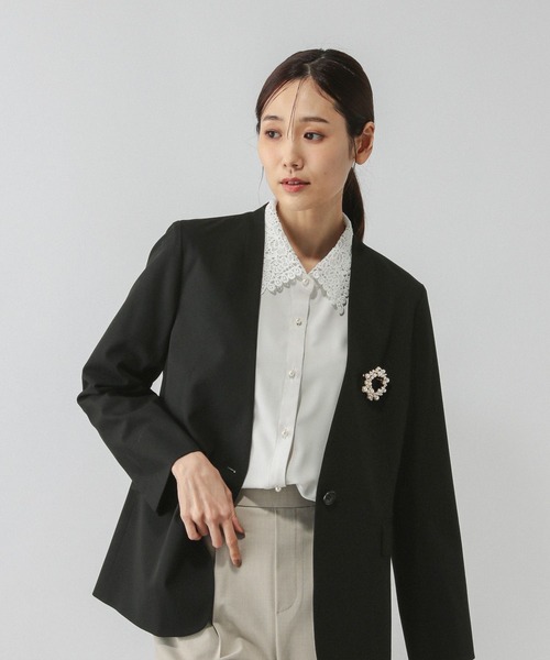 GLOBAL WORK(グローバルワーク)の「ウツクシルエットノーカラージャケット/581021(ノーカラージャケット・レディース・チャコールグレー/ブラック/ネイビー/ライトベージュ/モカ・SMALL/MEDIUM/LARGE/X-LARGE)」の17枚目の写真