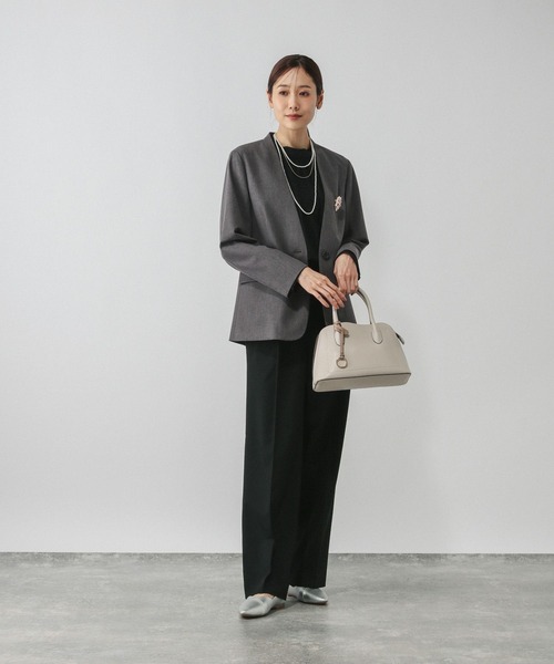 GLOBAL WORK(グローバルワーク)の「ウツクシルエットノーカラージャケット/581021(ノーカラージャケット・レディース・チャコールグレー/ブラック/ネイビー/ライトベージュ/モカ・SMALL/MEDIUM/LARGE/X-LARGE)」の15枚目の写真