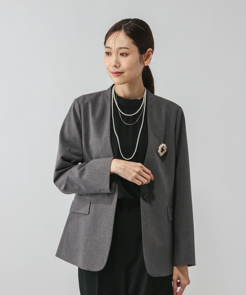 GLOBAL WORK(グローバルワーク)の「ウツクシルエットノーカラージャケット/581021(ノーカラージャケット・レディース・チャコールグレー/ブラック/ネイビー/ライトベージュ/モカ・SMALL/MEDIUM/LARGE/X-LARGE)」の13枚目の写真