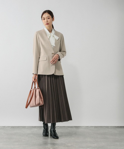 GLOBAL WORK(グローバルワーク)の「ウツクシルエットノーカラージャケット/581021(ノーカラージャケット・レディース・チャコールグレー/ブラック/ネイビー/ライトベージュ/モカ・SMALL/MEDIUM/LARGE/X-LARGE)」の11枚目の写真