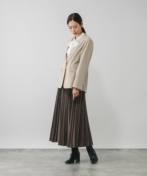 GLOBAL WORK(グローバルワーク)の「ウツクシルエットノーカラージャケット/581021(ノーカラージャケット・レディース・チャコールグレー/ブラック/ネイビー/ライトベージュ/モカ・SMALL/MEDIUM/LARGE/X-LARGE)」の10枚目の写真