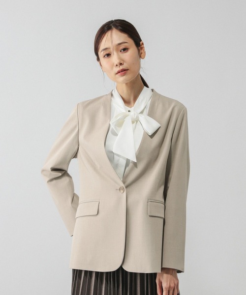 GLOBAL WORK(グローバルワーク)の「ウツクシルエットノーカラージャケット/581021(ノーカラージャケット・レディース・チャコールグレー/ブラック/ネイビー/ライトベージュ/モカ・SMALL/MEDIUM/LARGE/X-LARGE)」の9枚目の写真